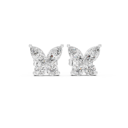 Flutter Bloom Marquise Moissanite Butterfly Stud Earrings in 925 Sterling Silver