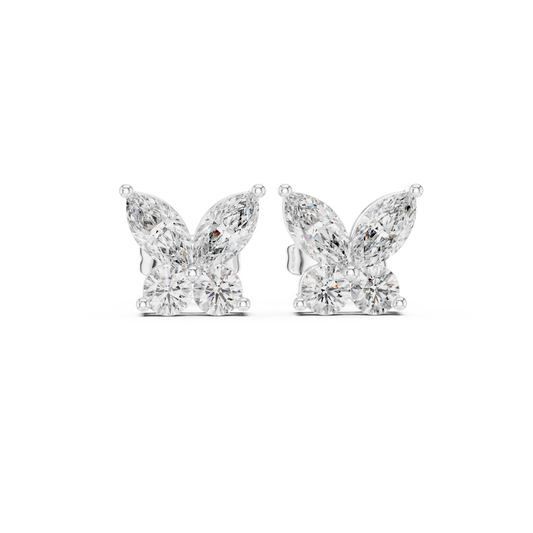 Flutter Bloom Marquise Moissanite Butterfly Stud Earrings in 925 Sterling Silver
