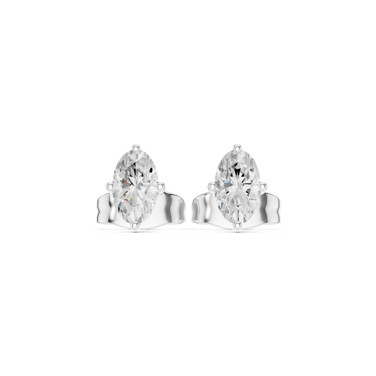 Modern Grace East-West Marquise Moissanite Stud Earrings in 925 Sterling Silver