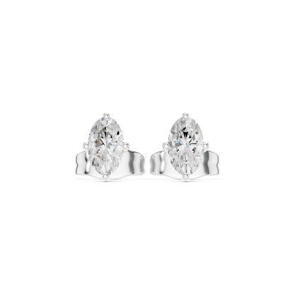 Modern Grace East-West Marquise Moissanite Stud Earrings in 925 Sterling Silver