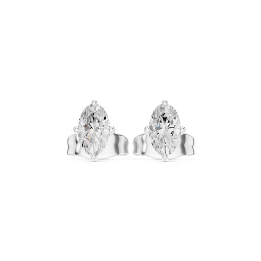Modern Grace East-West Marquise Moissanite Stud Earrings in 925 Sterling Silver