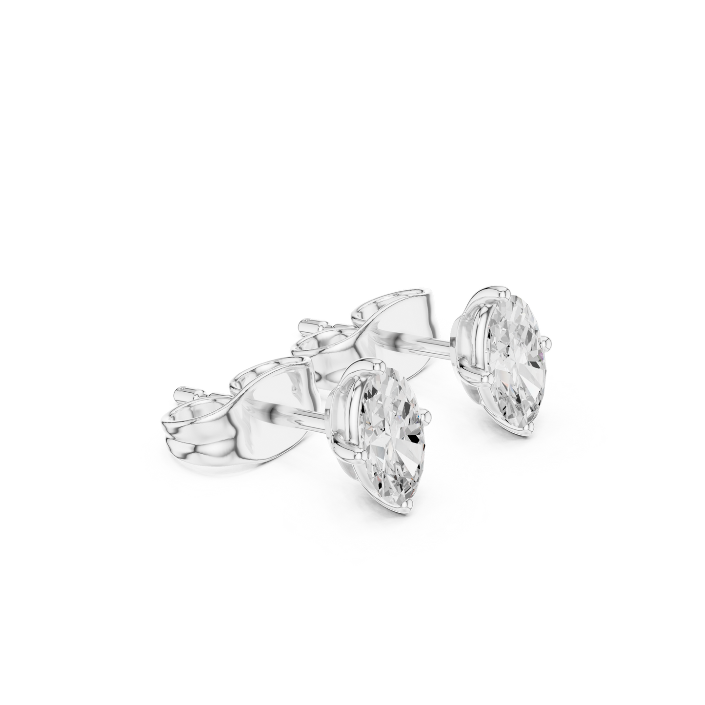 Modern Grace East-West Marquise Moissanite Stud Earrings in 925 Sterling Silver