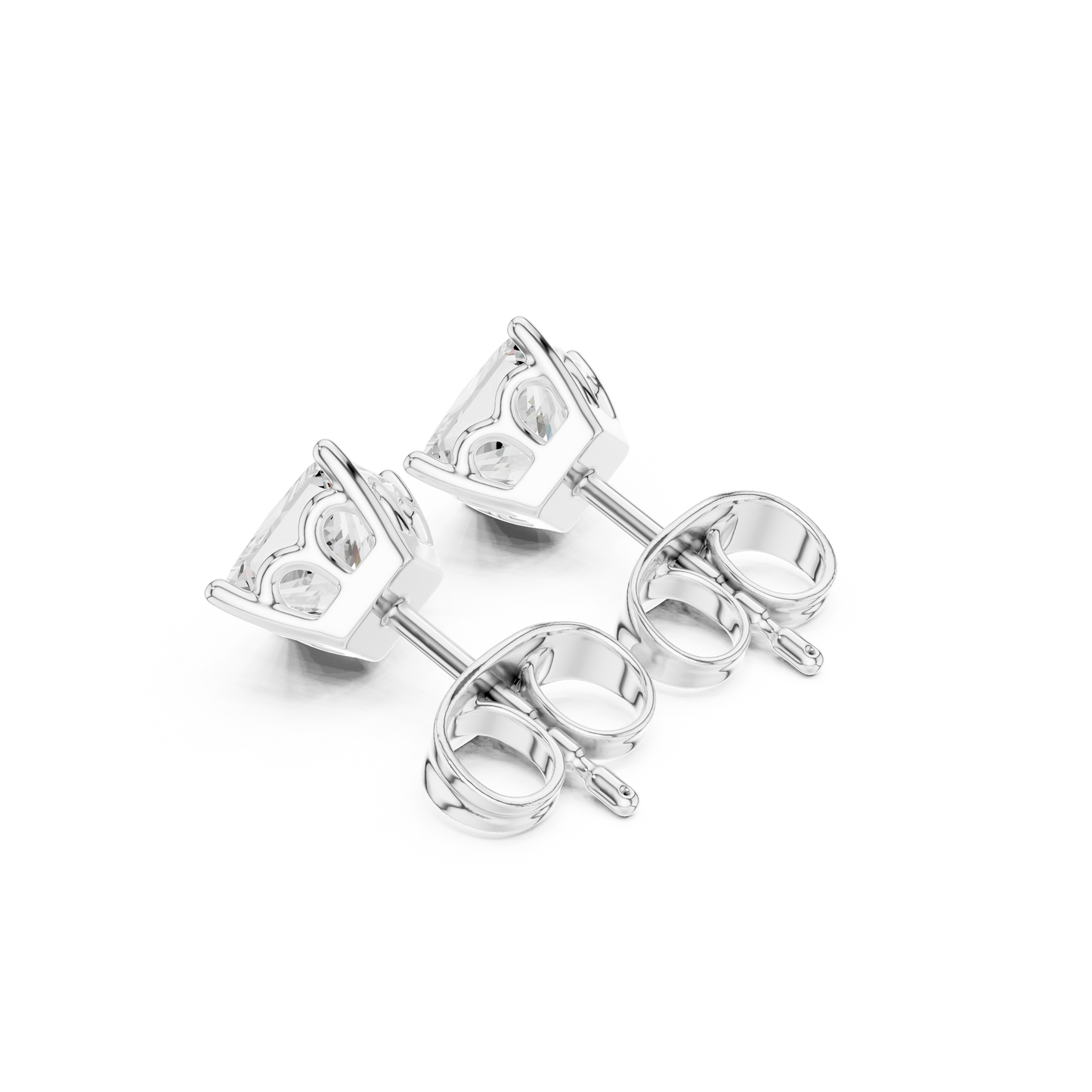 Royal Spark Princess Cut Moissanite Stud Earrings in 925 Sterling Silver