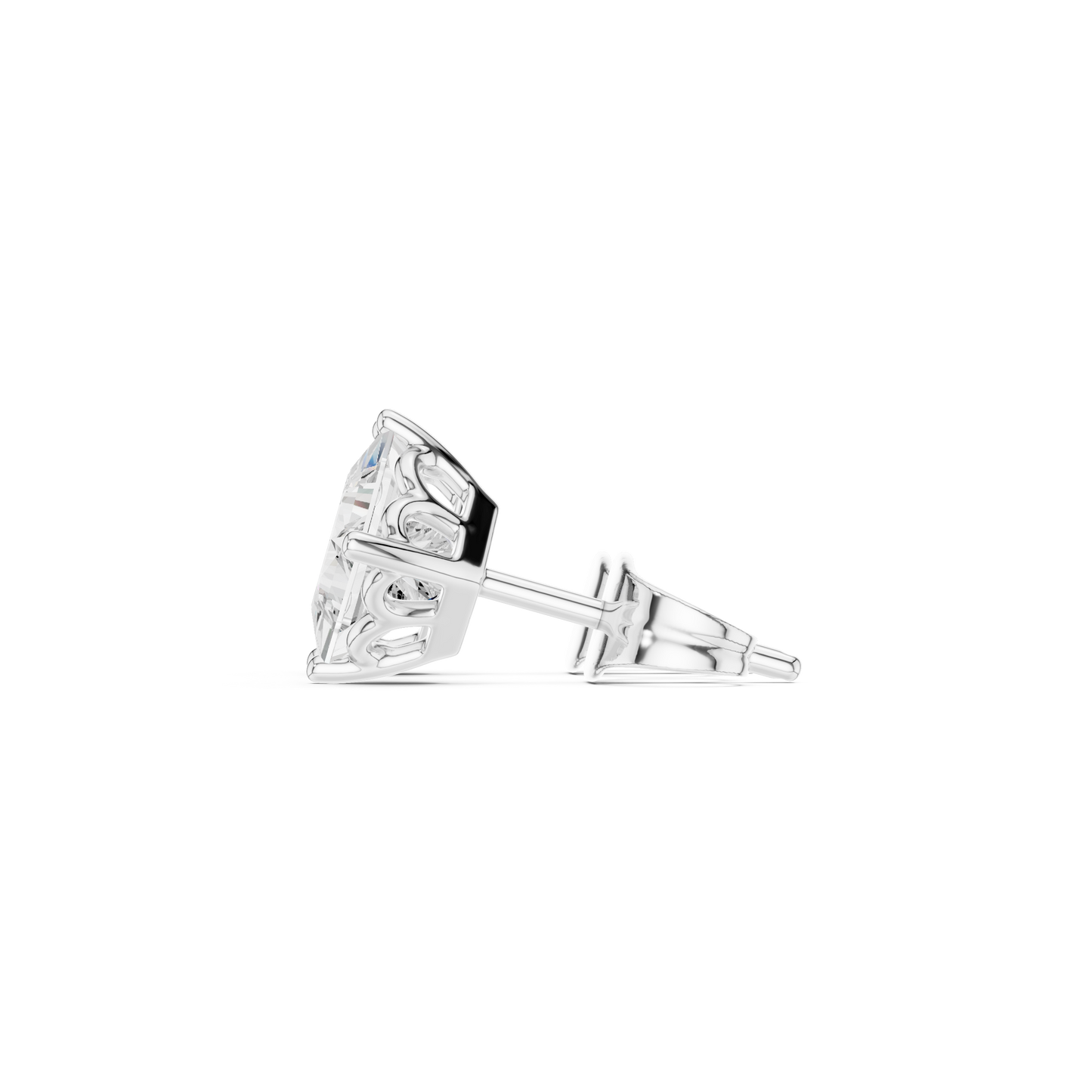 Royal Spark Princess Cut Moissanite Stud Earrings in 925 Sterling Silver