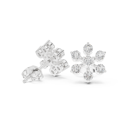 Snowflake Bloom Moissanite Stud Earrings in 925 Sterling Silver