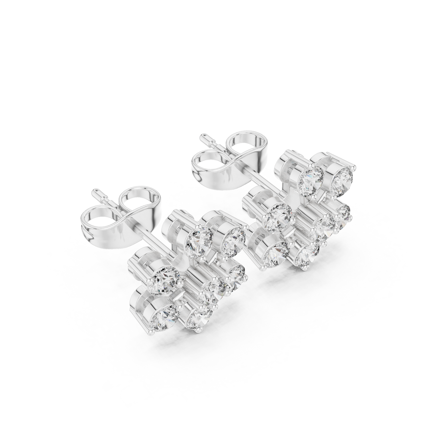 Snowflake Bloom Moissanite Stud Earrings in 925 Sterling Silver
