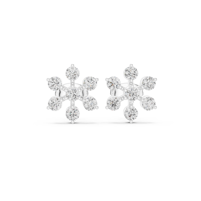 Snowflake Bloom Moissanite Stud Earrings in 925 Sterling Silver