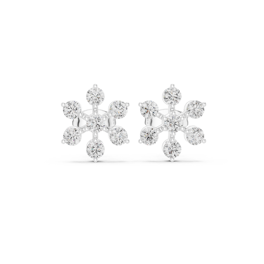 Snowflake Bloom Moissanite Stud Earrings in 925 Sterling Silver