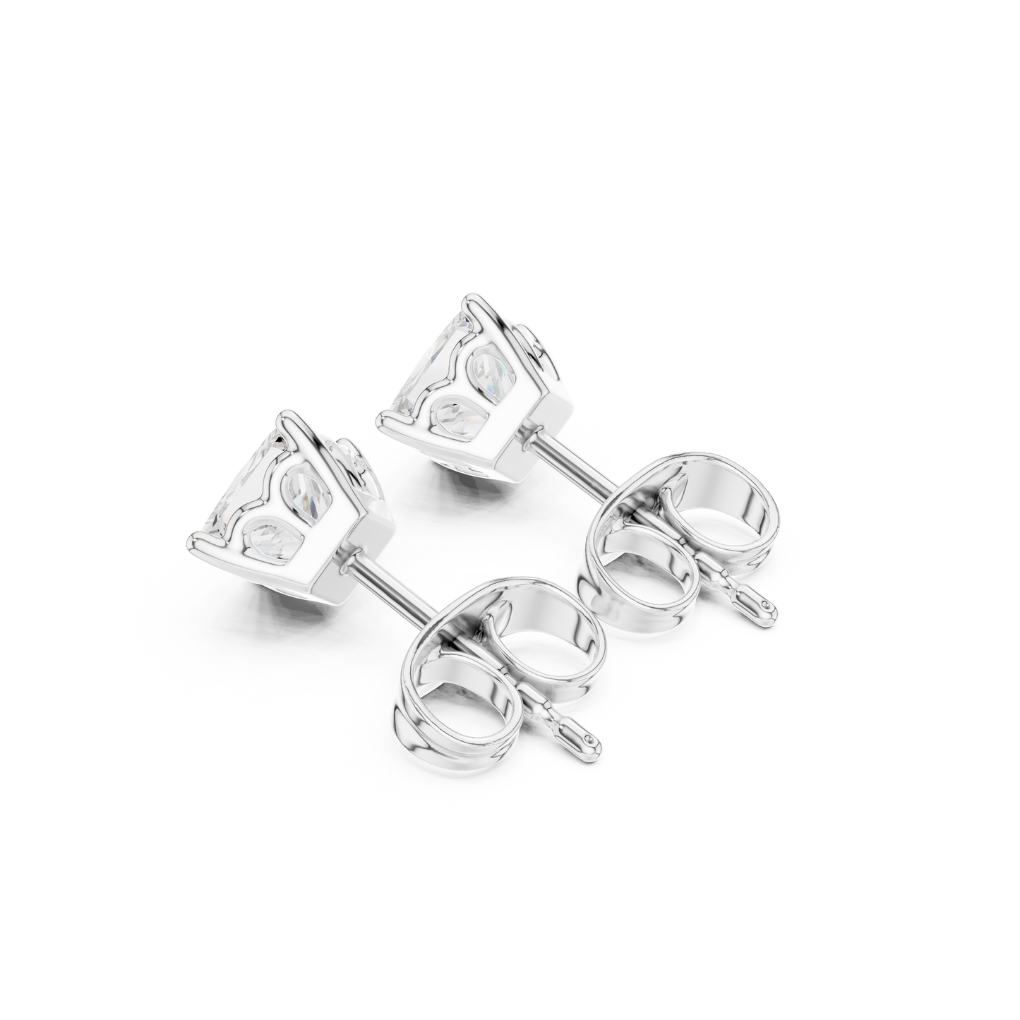 Diamond Radiance Princess Cut Moissanite Stud Earrings in 925 Sterling Silver