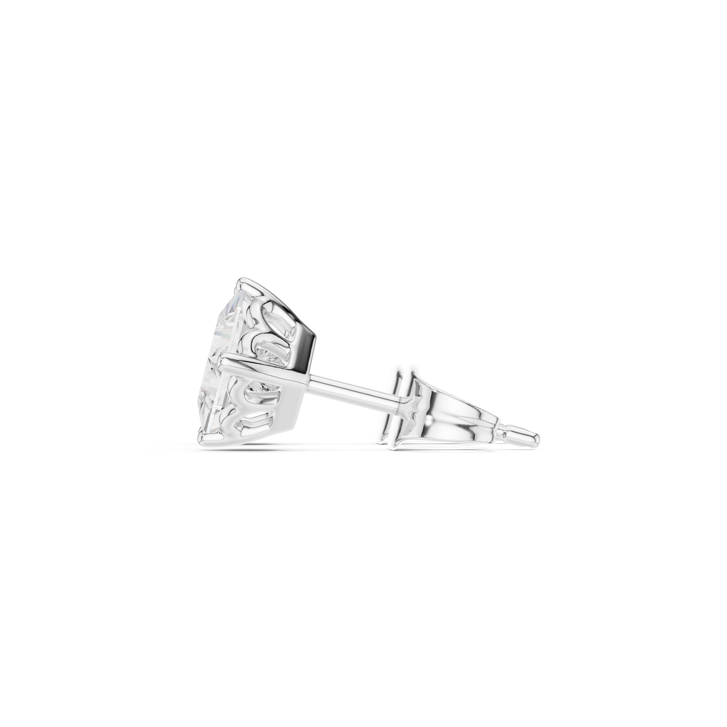 Diamond Radiance Princess Cut Moissanite Stud Earrings in 925 Sterling Silver