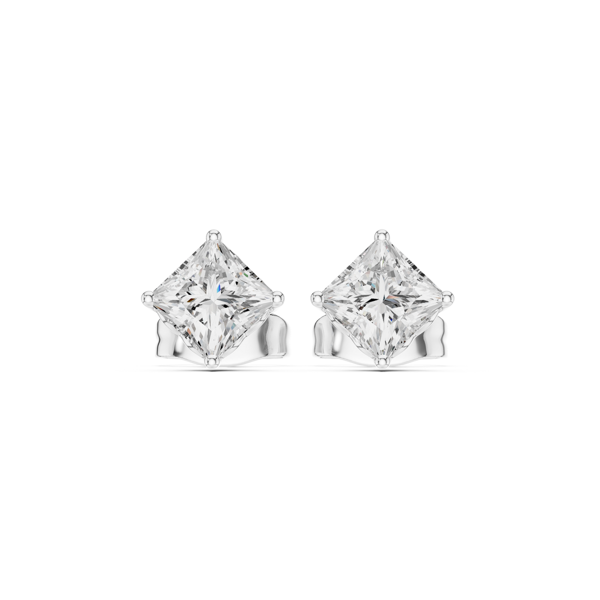 Diamond Radiance Princess Cut Moissanite Stud Earrings in 925 Sterling Silver