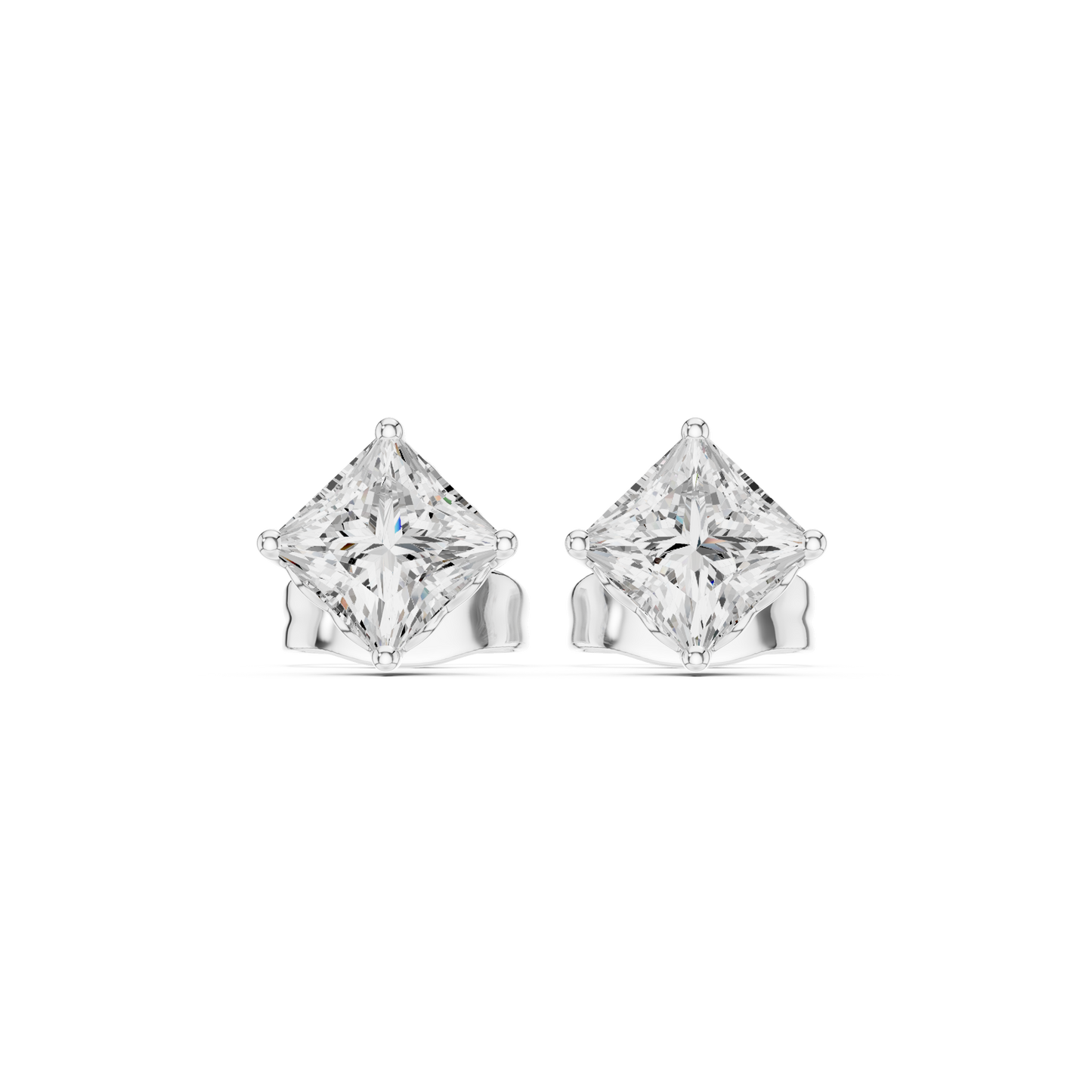 Diamond Radiance Princess Cut Moissanite Stud Earrings in 925 Sterling Silver