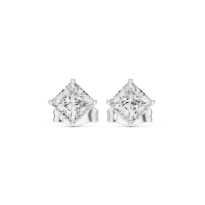Diamond Radiance Princess Cut Moissanite Stud Earrings in 925 Sterling Silver