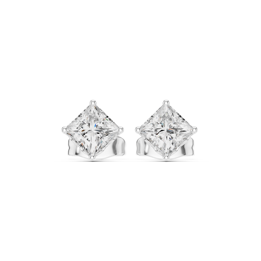 Diamond Radiance Princess Cut Moissanite Stud Earrings in 925 Sterling Silver