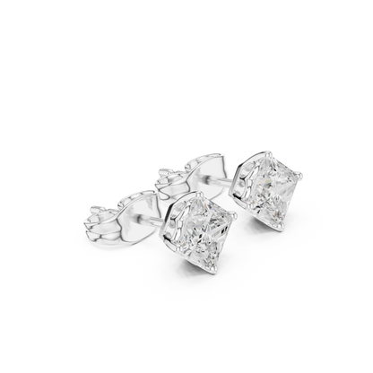 Diamond Radiance Princess Cut Moissanite Stud Earrings in 925 Sterling Silver