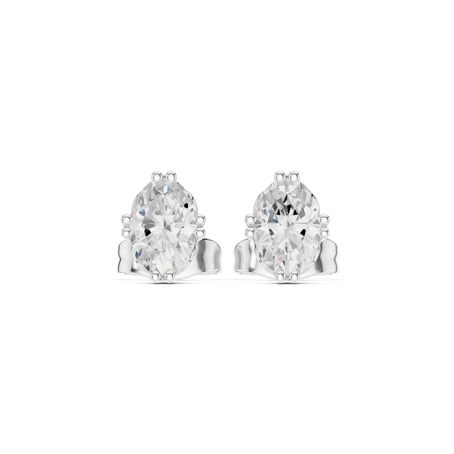 Elegant Leaf Oval Cut Moissanite Stud Earrings in 925 Sterling Silver