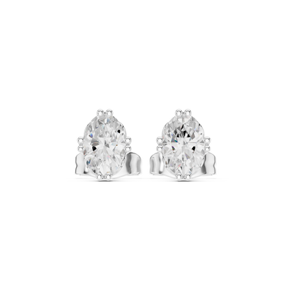 Elegant Leaf Oval Cut Moissanite Stud Earrings in 925 Sterling Silver