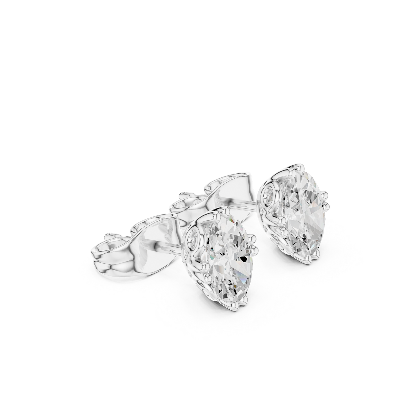 Elegant Leaf Oval Cut Moissanite Stud Earrings in 925 Sterling Silver