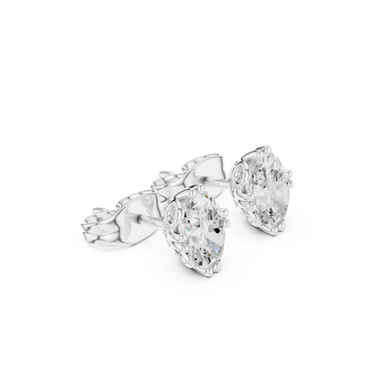 Elegant Leaf Oval Cut Moissanite Stud Earrings in 925 Sterling Silver