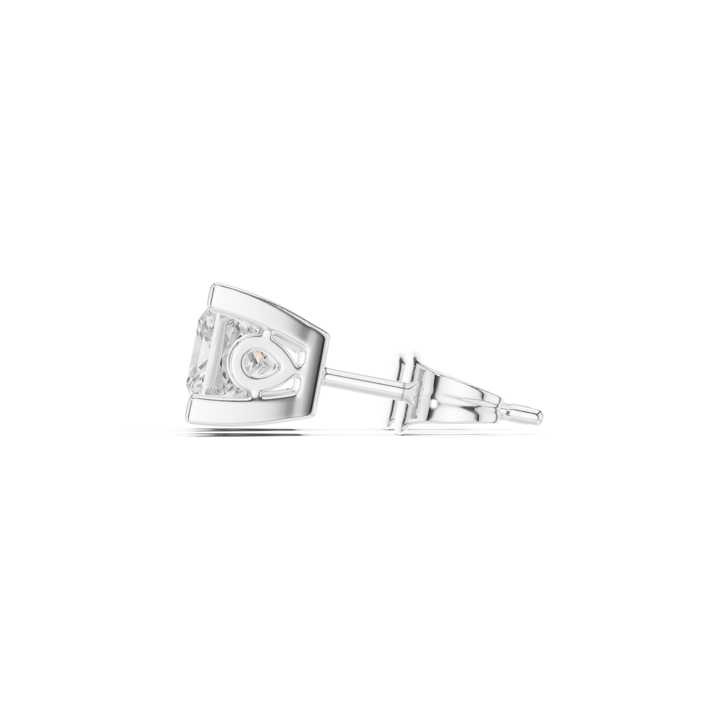 Crowned Brilliance Princess Cut Moissanite Stud Earrings in 925 Sterling Silver