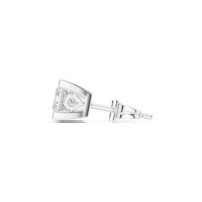Crowned Brilliance Princess Cut Moissanite Stud Earrings in 925 Sterling Silver