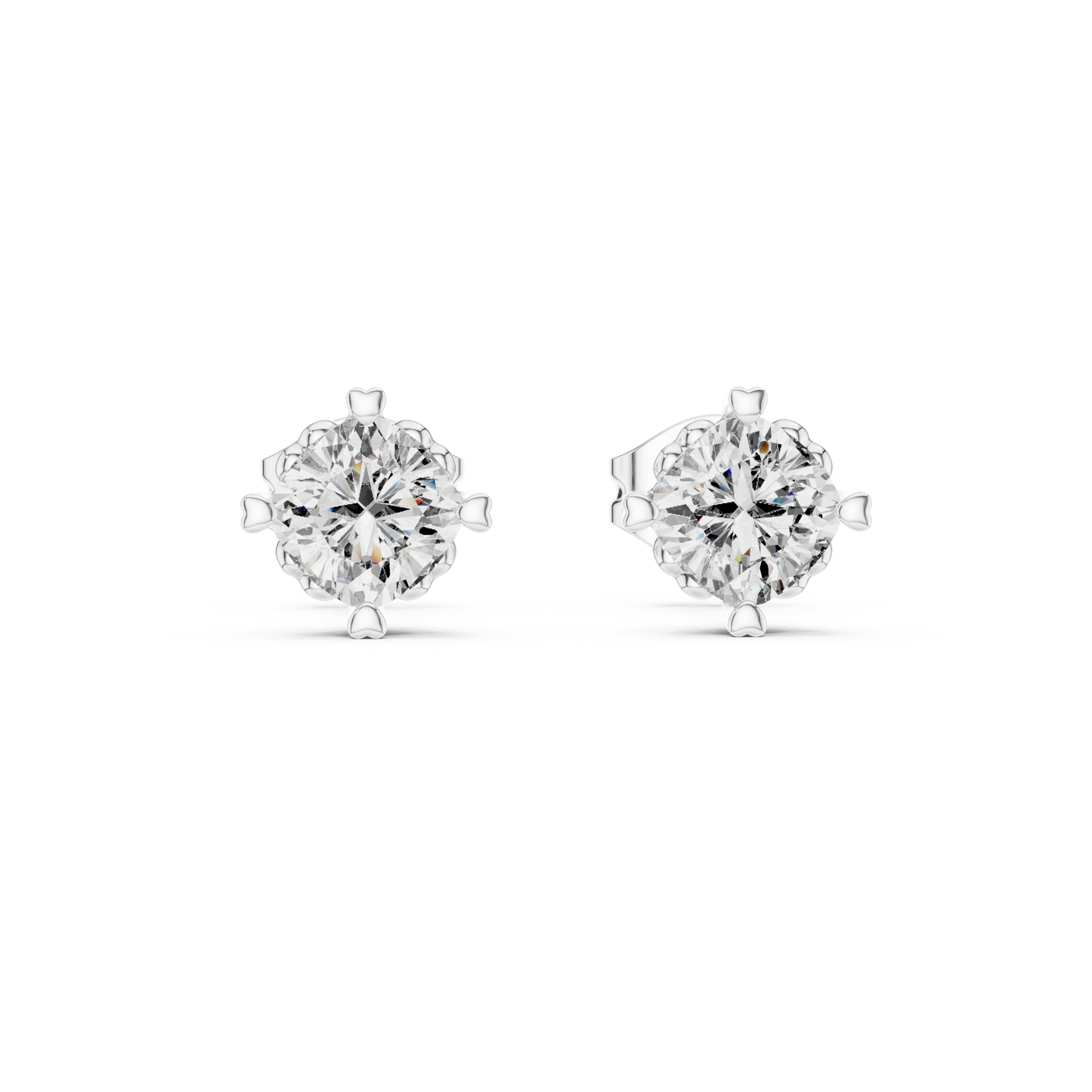 Blooming Brilliance Round Moissanite Floral Stud Earrings in 925 Sterling Silver