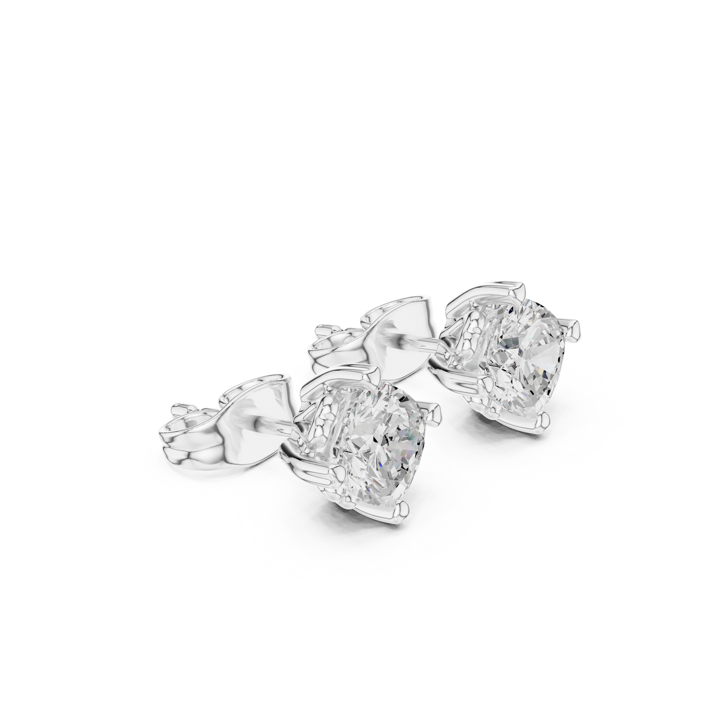 Blooming Brilliance Round Moissanite Floral Stud Earrings in 925 Sterling Silver