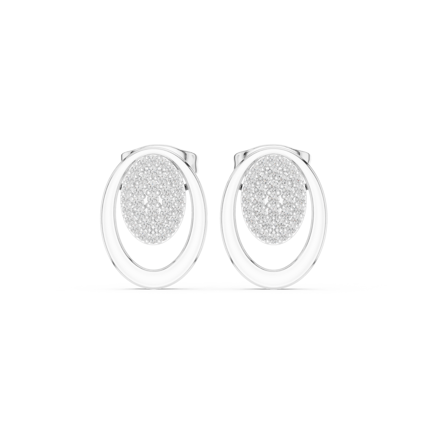 Infinity Aura Pavé Moissanite Oval Stud Earrings in 925 Sterling Silver
