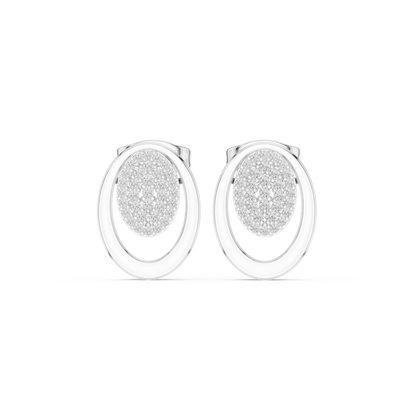 Infinity Aura Pavé Moissanite Oval Stud Earrings in 925 Sterling Silver