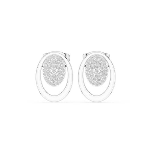 Infinity Aura Pavé Moissanite Oval Stud Earrings in 925 Sterling Silver