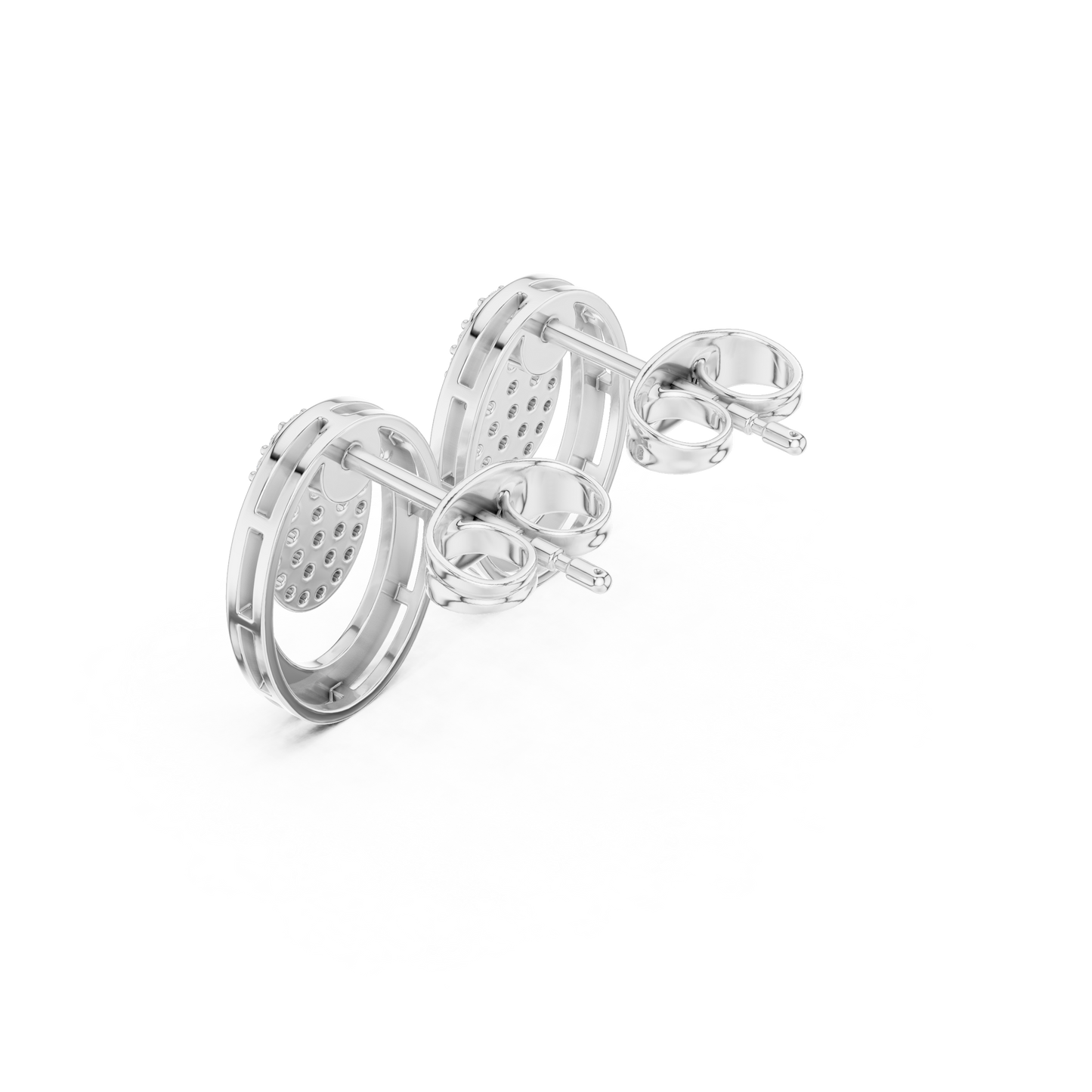 Infinity Aura Pavé Moissanite Oval Stud Earrings in 925 Sterling Silver