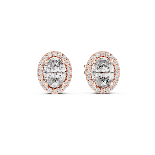 Calista Oval Diamond Halo Studs