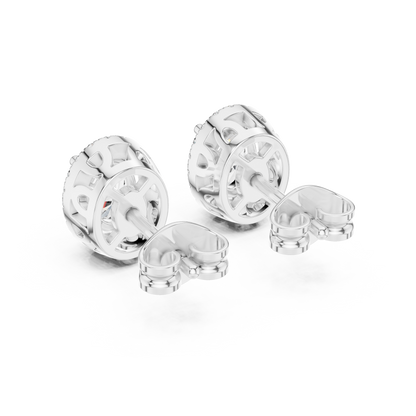 Eternal Halo Oval Cut Moissanite Halo Stud Earrings in 925 Sterling Silver