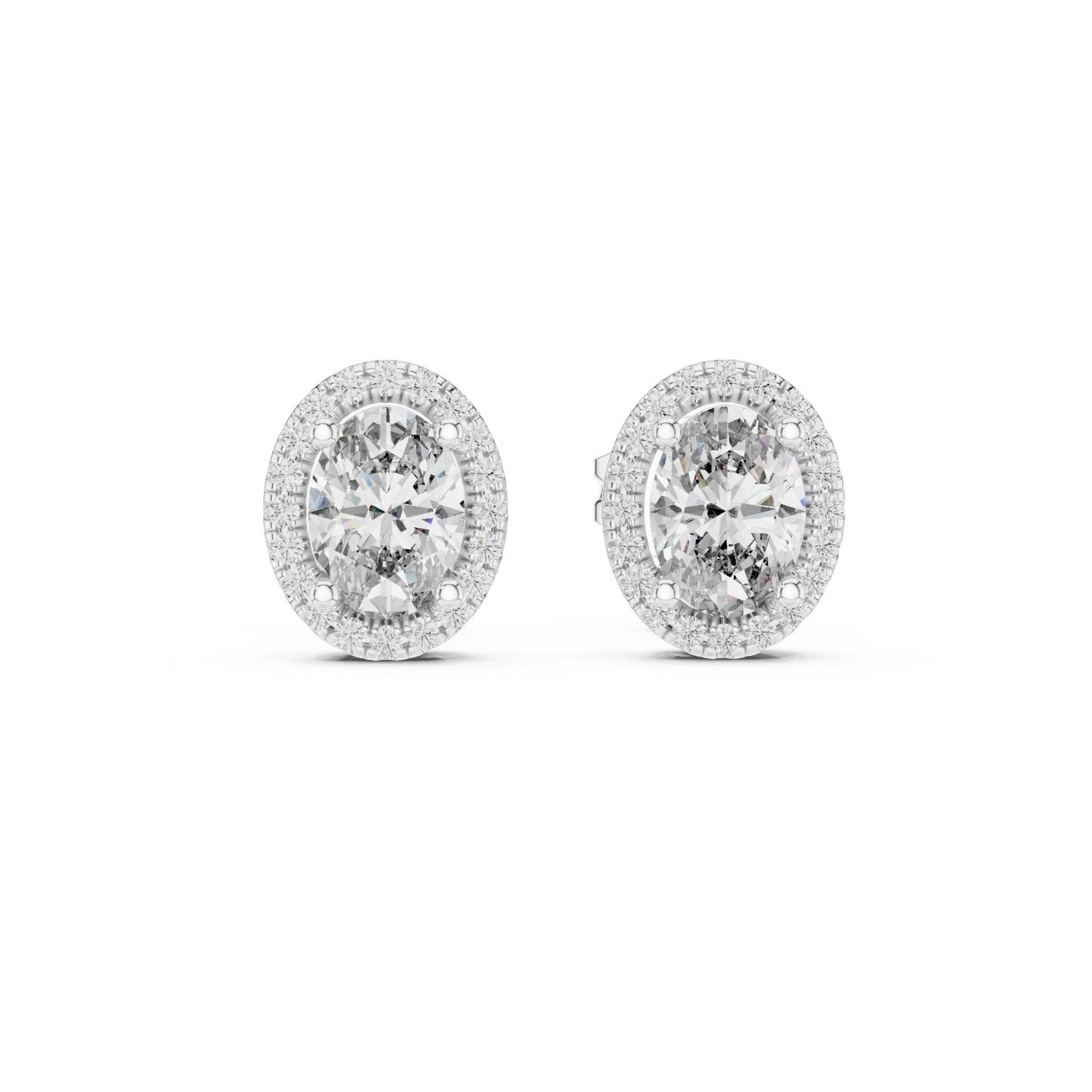 Eternal Halo Oval Cut Moissanite Halo Stud Earrings in 925 Sterling Silver