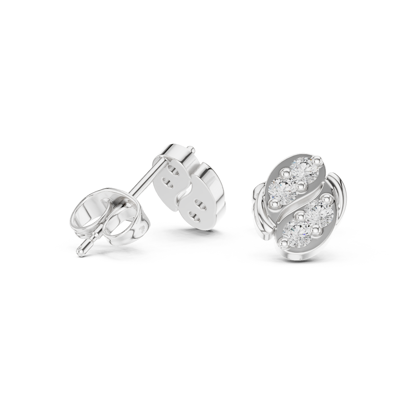 Harmony Twist Moissanite Stud Earrings in 925 Sterling Silver