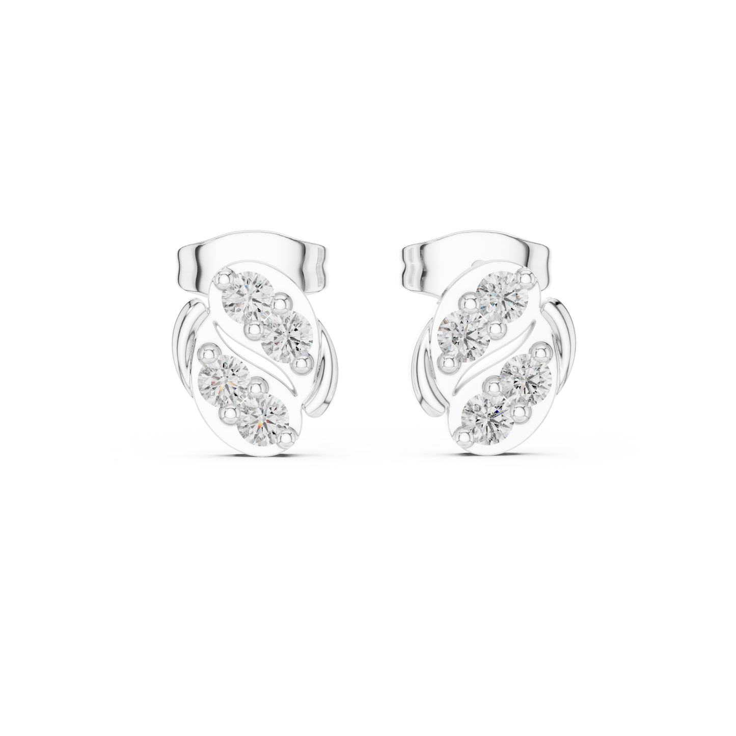 Harmony Twist Moissanite Stud Earrings in 925 Sterling Silver