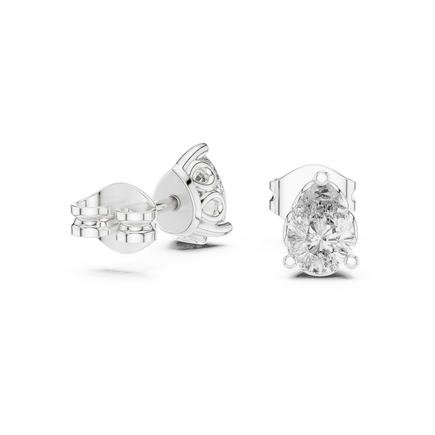 Eternal Dew Pear Cut Moissanite Stud Earrings in 925 Sterling Silver