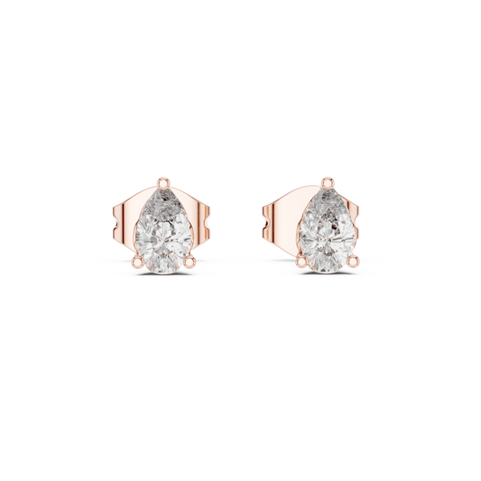Marivelle Pear Diamond Crown Prong Studs