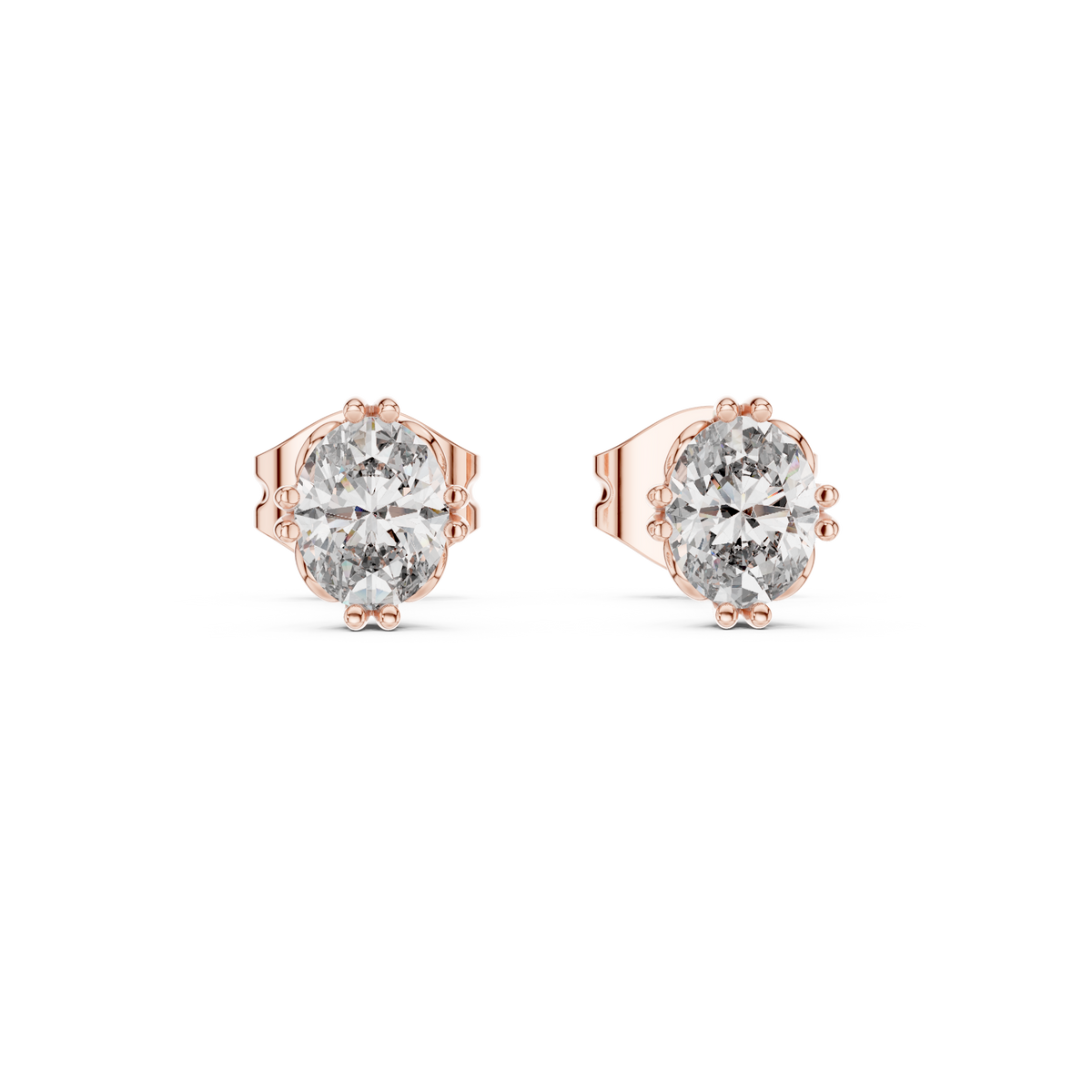 Elviera Oval Diamond Petal Studs
