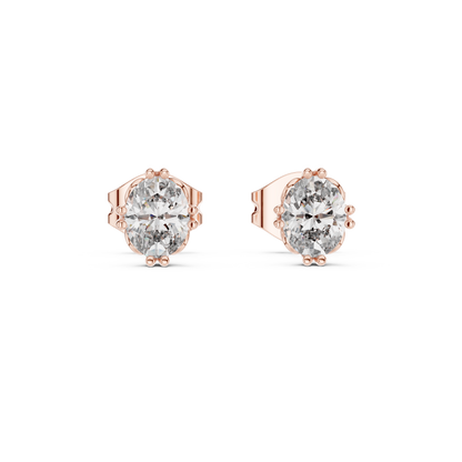 Elviera Oval Diamond Petal Studs