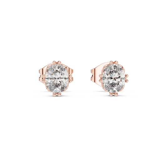 Elviera Oval Diamond Petal Studs