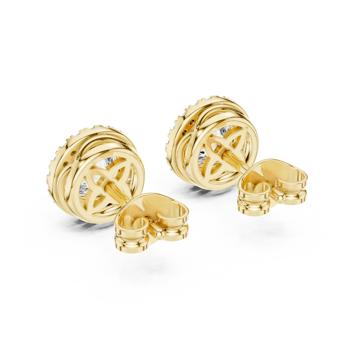 Zarelle Round Diamond Radiant Halo Studs