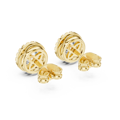 Zarelle Round Diamond Radiant Halo Studs
