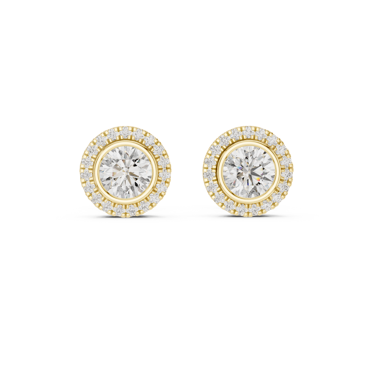 Zarelle Round Diamond Radiant Halo Studs
