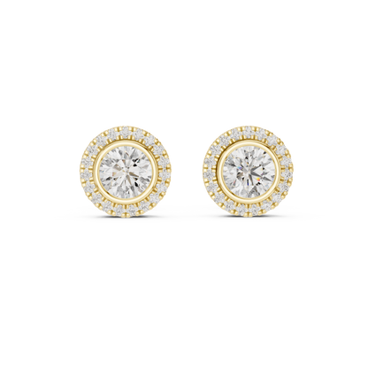Zarelle Round Diamond Radiant Halo Studs