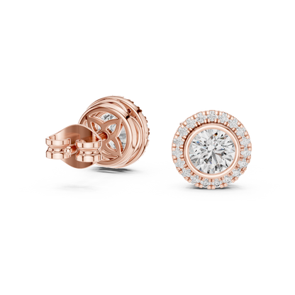 Zarelle Round Diamond Radiant Halo Studs