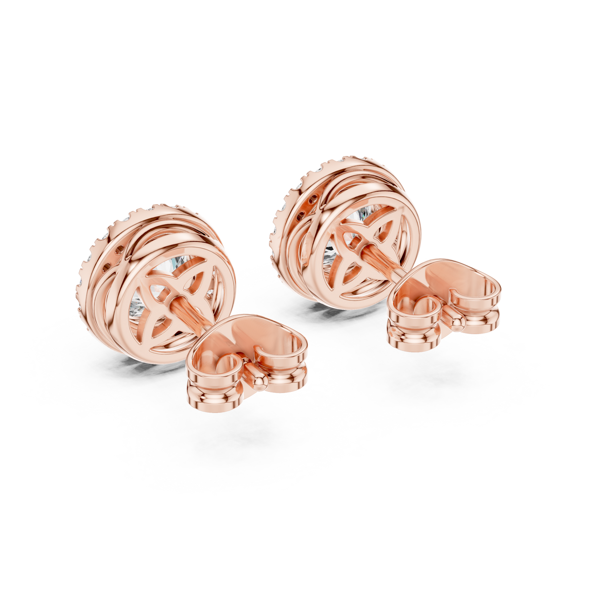 Zarelle Round Diamond Radiant Halo Studs