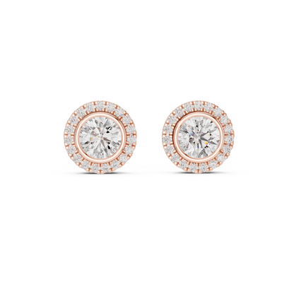 Zarelle Round Diamond Radiant Halo Studs