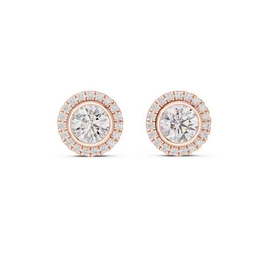 Zarelle Round Diamond Radiant Halo Studs