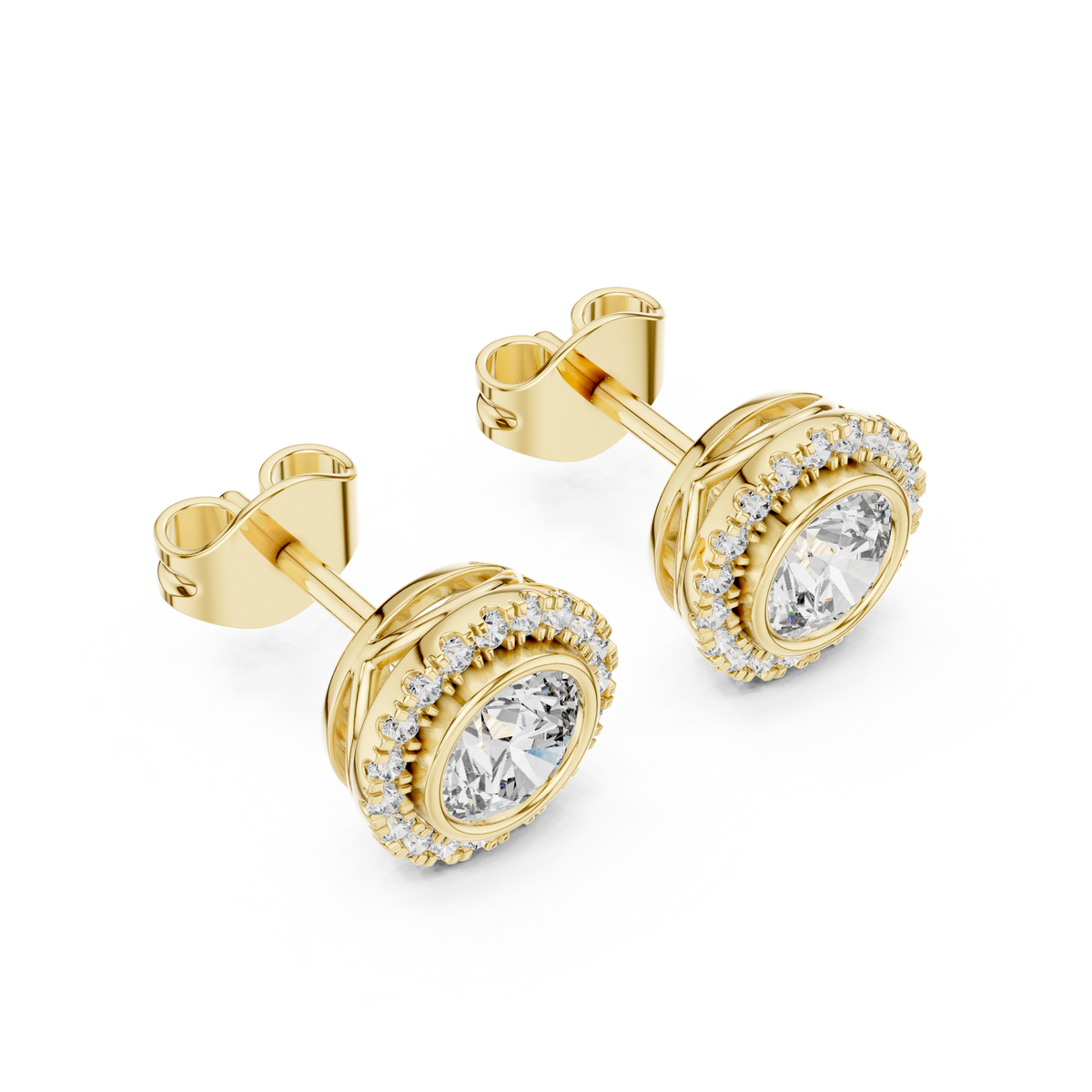 Zarelle Round Diamond Radiant Halo Studs